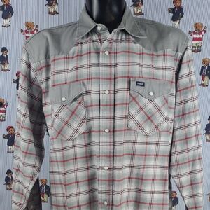 Wrangler pearlsnap plaid western style med weight long-sleeved 2XL Tall shirt